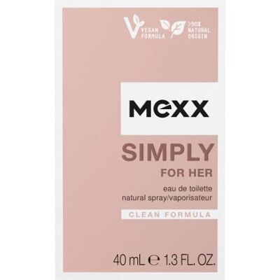Mexx Simply for Her Eau de Toilette Fraîche elegante bloem voor dames, natuurlijke formule, veganistisch, glazen fles, 40 ml Mexx Simply for Her Eau de Toilette Fraîche elegante bloem voor dames, natuurlijke formule, veganistisch, glazen fles, 40 ml