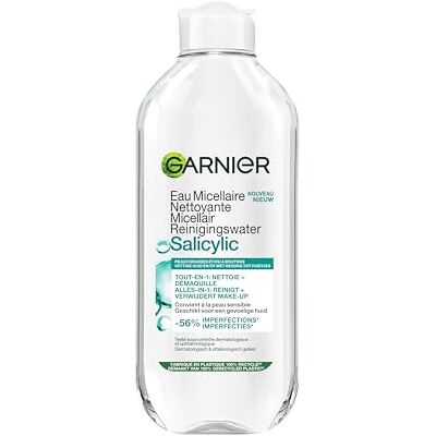 Garnier Micellair reinigingswater met salicylzuur, voor vettige en/of acnegevoelige huid, alles-in-1: reinigt + verwijdert make-up, 400 ml Garnier Micellair reinigingswater met salicylzuur, voor vettige en/of acnegevoelige huid, alles-in-1: reinigt + verwijdert make-up, 400 ml