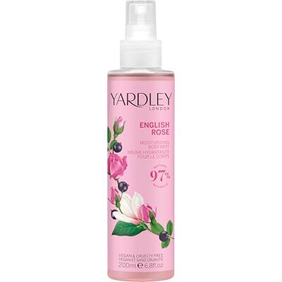 Yardley Engelse rozengeur bodyspray 200 ml Rose Body Fragrance met noten van citrus en magnolia, hydraterende body mist met vitamine E, voor vrouwen Yardley Engelse rozengeur bodyspray 200 ml Rose Body Fragrance met noten van citrus en magnolia, hydraterende body mist met vitamine E, voor vrouwen