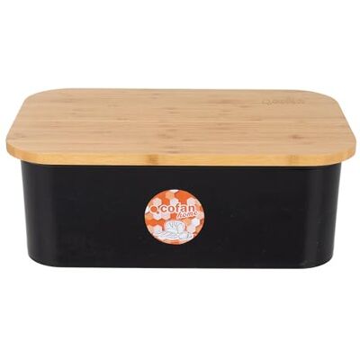 Cofan Boîte à pain avec couvercle en bambou Couvercle et planche à découper Couleur : blanc, noir ou vert avec bois Grande capacité de 6,5 l Design minimaliste Conserve le pain frais (noir Cofan Boîte à pain avec couvercle en bambou Couvercle et planche à découper Couleur : blanc, noir ou vert avec bois Grande capacité de 6,5 l Design minimaliste Conserve le pain frais (noir