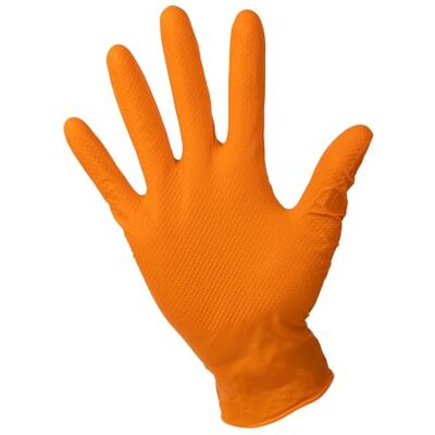 Cofan Doos van 100 diamantgestructureerde nitril handschoenen Maat: S, M, L en XL Kleur: oranje Gebruik: fabrieken, industrie, landbouw enz. (oranje, XL) Cofan Doos van 100 diamantgestructureerde nitril handschoenen Maat: S, M, L en XL Kleur: oranje Gebruik: fabrieken, industrie, landbouw enz. (oranje, XL)