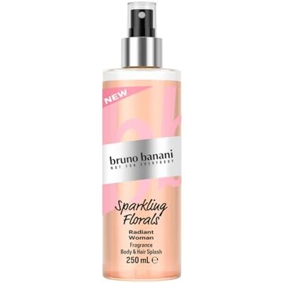 Bruno Banani Radiant Woman Body & Hair Splash, stralende geur met sprankelende en fruitige noten en een vleugje barnsteen, 250 ml Bruno Banani Radiant Woman Body & Hair Splash, stralende geur met sprankelende en fruitige noten en een vleugje barnsteen, 250 ml
