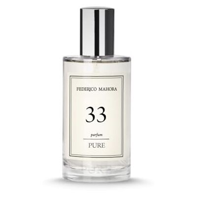 Pure 33 Damesparfum, 50 ml, frisse citrusgeur met noten van mango, citroen en jasmijn, lichte en langdurige geur voor elke dag Pure 33 Damesparfum, 50 ml, frisse citrusgeur met noten van mango, citroen en jasmijn, lichte en langdurige geur voor elke dag