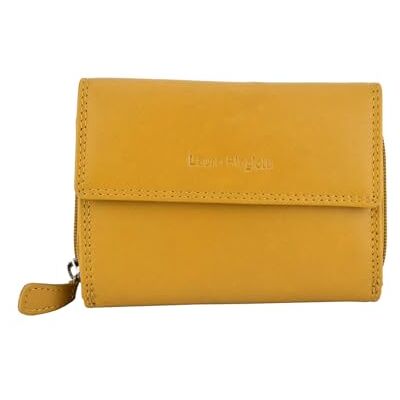 Laura Biagiotti Damesportemonnee van echt leer, ruim met geschenkdoos, Ocra 208 Laura Biagiotti Damesportemonnee van echt leer, ruim met geschenkdoos, Ocra 208