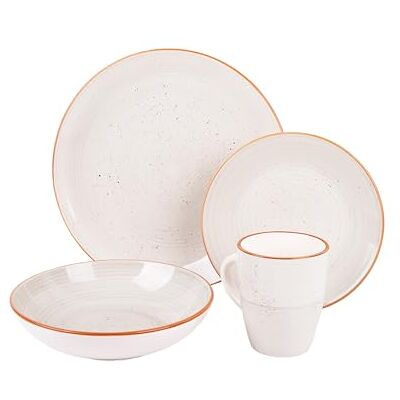 Cofan Handbeschilderd keramisch servies in steenkleur, 16-delige set, vaatwasmachinebestendig, magnetron- en ovenbestendig Cofan Handbeschilderd keramisch servies in steenkleur, 16-delige set, vaatwasmachinebestendig, magnetron- en ovenbestendig