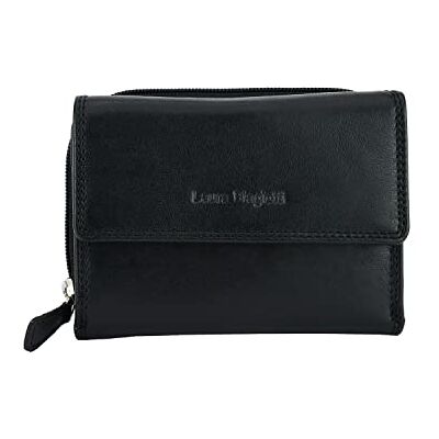 Laura Biagiotti Damesportemonnee van echt leer, ruim met geschenkdoos, Zwart 208 Laura Biagiotti Damesportemonnee van echt leer, ruim met geschenkdoos, Zwart 208