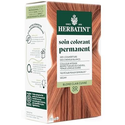 Herbatint Permanente haarkleuring 8R lichtblond koper 170 ml ammoniakvrij, 100% dekking wit haar dermatologisch getest voor de gevoelige huid, met 8 biologische plantenextracten Herbatint Permanente haarkleuring 8R lichtblond koper 170 ml ammoniakvrij, 100% dekking wit haar dermatologisch getest voor de gevoelige huid, met 8 biologische plantenextracten