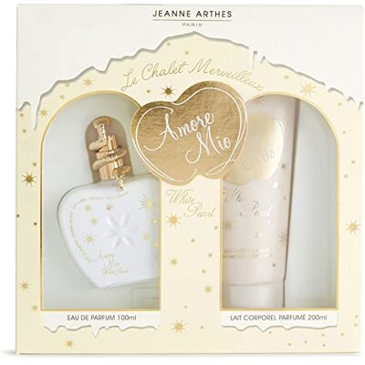 Jeanne Arthes Cadeauset voor dames Amore Mio White Pearl Eau de Parfum 100 ml + Lichaamsmelk 200 ml Vanille Muskusgeur Gemaakt en verpakt in Frankrijk in Grasse Jeanne Arthes Cadeauset voor dames Amore Mio White Pearl Eau de Parfum 100 ml + Lichaamsmelk 200 ml Vanille Muskusgeur Gemaakt en verpakt in Frankrijk in Grasse