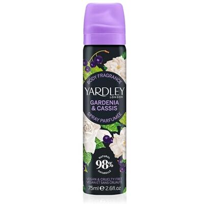 Yardley London Gardenia & Cassis Body Nevel voor dames, met fruitige noten van zwarte bessen en romige gardenia, een delicate bloemengeur voor frisse momenten in het dagelijks leven, 75 ml Fruity Cassis and Creamy Gardenia Notes, Delicate Floral Scent f Yardley London Gardenia & Cassis Body Nevel voor dames, met fruitige noten van zwarte bessen en romige gardenia, een delicate bloemengeur voor frisse momenten in het dagelijks leven, 75 ml Fruity Cassis and Creamy Gardenia Notes, Delicate Floral Scent f