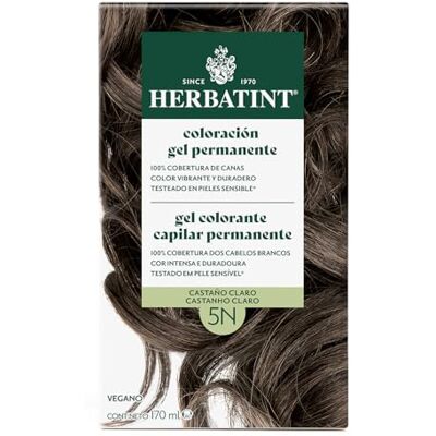 Herbatint 5N gel haarverf lichtbruin 170 ml ammoniakvrij, 100% witte haardekking met 8 biologische extracten, ideaal voor de gevoelige huid Herbatint 5N gel haarverf lichtbruin 170 ml ammoniakvrij, 100% witte haardekking met 8 biologische extracten, ideaal voor de gevoelige huid