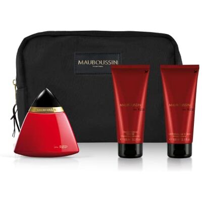 Mauboussin Prestige 2022 In Red: Eau de Parfum 100ml, Kostbare Douche 100ml, Geurmelk 100ml & Toilettas Mauboussin Prestige 2022 In Red: Eau de Parfum 100ml, Kostbare Douche 100ml, Geurmelk 100ml & Toilettas