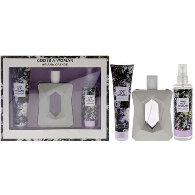 Ariana Grande God Is A Woman by for Women – 3-delige cadeauset 3,4 oz EDP Spray, 3,4 oz body souffle, 4oz Body Mist Ariana Grande God Is A Woman by for Women – 3-delige cadeauset 3,4 oz EDP Spray, 3,4 oz body souffle, 4oz Body Mist