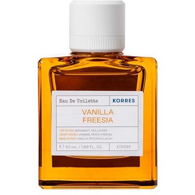 KORRES Vanille Freesia Eau de Toilette voor dames, 88% natuurlijke oorsprong, amberkleurige glazen fles, oosterse bloemengeur, 50 ml KORRES Vanille Freesia Eau de Toilette voor dames, 88% natuurlijke oorsprong, amberkleurige glazen fles, oosterse bloemengeur, 50 ml