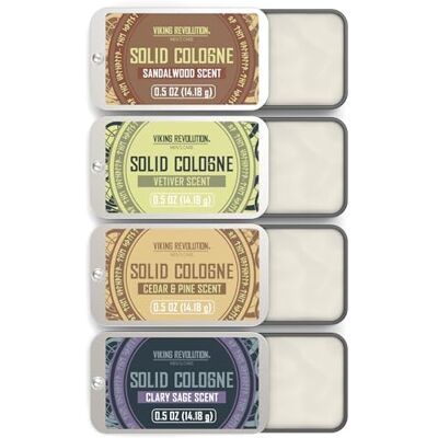 Viking Herengeur – solide geur – cologne met cederhout, salie, vetiver, sandelhout – cadeau voor heren – 4 x 14 g Viking Herengeur – solide geur – cologne met cederhout, salie, vetiver, sandelhout – cadeau voor heren – 4 x 14 g