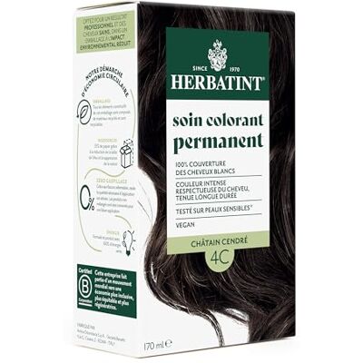 Herbatint Permanente haarverf, 4C, asbruin, 170 ml, zonder ammoniak, 100% dekking van wit haar, dermatologisch getest voor de gevoelige huid, met 8 biologische plantenextracten Herbatint Permanente haarverf, 4C, asbruin, 170 ml, zonder ammoniak, 100% dekking van wit haar, dermatologisch getest voor de gevoelige huid, met 8 biologische plantenextracten