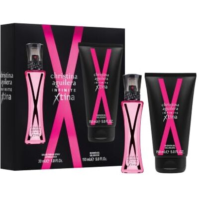 Christina Aguilera Set Infinite Xtina Eau de Parfum voor dames, 30 ml Houtachtige en fruitige geur, roze guava, roos, vanille, patchouli, elegante en moderne damesparfum, geurende douchegel Christina Aguilera Set Infinite Xtina Eau de Parfum voor dames, 30 ml Houtachtige en fruitige geur, roze guava, roos, vanille, patchouli, elegante en moderne damesparfum, geurende douchegel