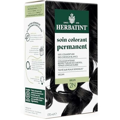 Herbatint Permanente haarkleuring 2N bruin 170 ml ammoniakvrij, 100% dekking van wit haar dermatologisch getest voor de gevoelige huid, met 8 biologische plantenextracten Herbatint Permanente haarkleuring 2N bruin 170 ml ammoniakvrij, 100% dekking van wit haar dermatologisch getest voor de gevoelige huid, met 8 biologische plantenextracten