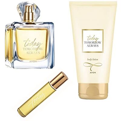 Avon TTA Today Serie 3 stuks eau de parfum voor dames, 50 ml, bodylotion, 150 ml, zakspray 10 ml voor dames Avon TTA Today Serie 3 stuks eau de parfum voor dames, 50 ml, bodylotion, 150 ml, zakspray 10 ml voor dames