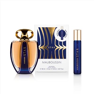 Mauboussin Star 90 ml + 20 ml (Travel Spray) Eau de Parfum voor dames houtachtige en amberkleurige geur Mauboussin Star 90 ml + 20 ml (Travel Spray) Eau de Parfum voor dames houtachtige en amberkleurige geur