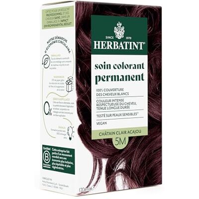 Herbatint Permanente haarkleurverzorging, 5 m, lichtbruin, mahonie, 170 ml, zonder ammoniak, 100% dekking voor wit haar, dermatologisch getest voor de gevoelige huid, met 8 biologische Herbatint Permanente haarkleurverzorging, 5 m, lichtbruin, mahonie, 170 ml, zonder ammoniak, 100% dekking voor wit haar, dermatologisch getest voor de gevoelige huid, met 8 biologische