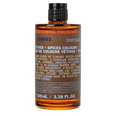 KORRES Athenian GROOMING Eau de Cologne met vetiver- en kruidige noten, warme en houtachtige geur voor mannen, zonder siliconen en parabenen, veganistisch, 100 ml KORRES Athenian GROOMING Eau de Cologne met vetiver- en kruidige noten, warme en houtachtige geur voor mannen, zonder siliconen en parabenen, veganistisch, 100 ml