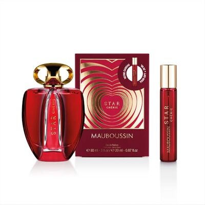 Mauboussin Star Chérie 90 ml + 20 ml (Travel Spray) – eau de parfum voor dames – bloemengeur, oosters, fruitig en gastronomisch Mauboussin Star Chérie 90 ml + 20 ml (Travel Spray) – eau de parfum voor dames – bloemengeur, oosters, fruitig en gastronomisch