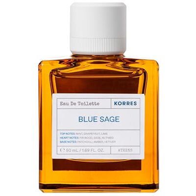 KORRES Blue Sage Eau de toilette voor heren, frisse geur met fruitige citrusnoten, dermatologisch getest, veganistisch, 50 ml KORRES Blue Sage Eau de toilette voor heren, frisse geur met fruitige citrusnoten, dermatologisch getest, veganistisch, 50 ml