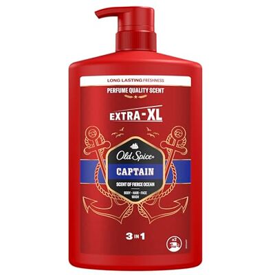 Old Spice Captain 3-in-1 douchegel en shampoo voor mannen, 1 liter, langdurige frisse geur, geurkwaliteit, diepe reiniging voor haar, gezicht, lichaam, zacht huidgevoel Old Spice Captain 3-in-1 douchegel en shampoo voor mannen, 1 liter, langdurige frisse geur, geurkwaliteit, diepe reiniging voor haar, gezicht, lichaam, zacht huidgevoel