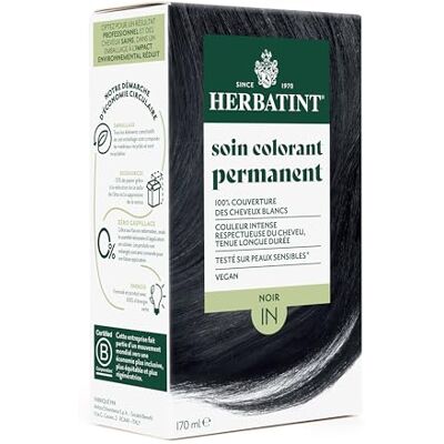 Herbatint Permanente haarkleurverzorging 1N zwart 170 ml zonder ammoniak, 100% dekking van wit haar Dermatologisch getest voor de gevoelige huid, met 8 biologische plantenextracten Herbatint Permanente haarkleurverzorging 1N zwart 170 ml zonder ammoniak, 100% dekking van wit haar Dermatologisch getest voor de gevoelige huid, met 8 biologische plantenextracten
