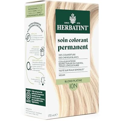 Herbatint Permanente haarkleuring 10N platinablond, 170 ml, zonder ammoniak, 100% dekking van wit haar, dermatologisch getest voor de gevoelige huid, met 8 biologische plantenextracten Herbatint Permanente haarkleuring 10N platinablond, 170 ml, zonder ammoniak, 100% dekking van wit haar, dermatologisch getest voor de gevoelige huid, met 8 biologische plantenextracten