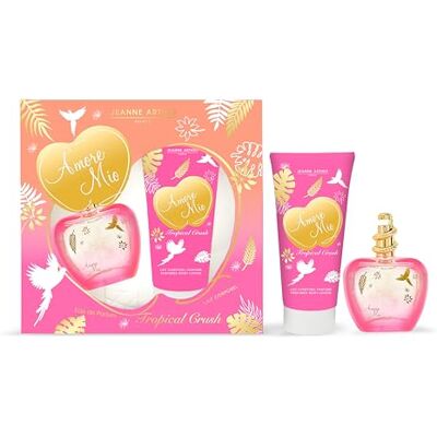 Jeanne Arthes Cadeauset voor dames Amore Mio Tropical Crush Eau de Parfum 100 ml + lichaamsmelk 200 ml Muskus Coco geur Gemaakt en verpakt in Frankrijk in Grasse Jeanne Arthes Cadeauset voor dames Amore Mio Tropical Crush Eau de Parfum 100 ml + lichaamsmelk 200 ml Muskus Coco geur Gemaakt en verpakt in Frankrijk in Grasse