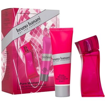 Bruno Banani Pure Woman Geschenkset met eau de toilette en douchegel, bloemige en fruitige geur, 30 ml en 50 ml Bruno Banani Pure Woman Geschenkset met eau de toilette en douchegel, bloemige en fruitige geur, 30 ml en 50 ml