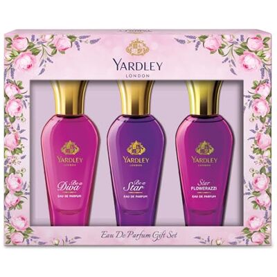 Yardley London Eau de Parfum Trio Collection cadeauset Be A Diva, Be A Star and Star Flower Azzi geuren, British Heritage geurset, bloemen- en fruitige parfums Yardley London Eau de Parfum Trio Collection cadeauset Be A Diva, Be A Star and Star Flower Azzi geuren, British Heritage geurset, bloemen- en fruitige parfums