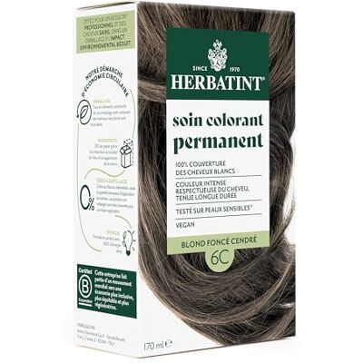 Herbatint Permanente haarverf, 6C, donkerblond, asblond, 170 ml, zonder ammoniak, 100% dekking van wit haar, dermatologisch getest voor de gevoelige huid, met 8 biologische plantenextracten Herbatint Permanente haarverf, 6C, donkerblond, asblond, 170 ml, zonder ammoniak, 100% dekking van wit haar, dermatologisch getest voor de gevoelige huid, met 8 biologische plantenextracten
