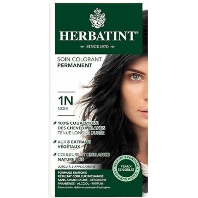 Herbatint Permanente haarverf, 1N zwart, 170 ml, ammoniakvrij, 100% grijsdekking, getest op gevoelige huid, met 8 plantenextracten Herbatint Permanente haarverf, 1N zwart, 170 ml, ammoniakvrij, 100% grijsdekking, getest op gevoelige huid, met 8 plantenextracten