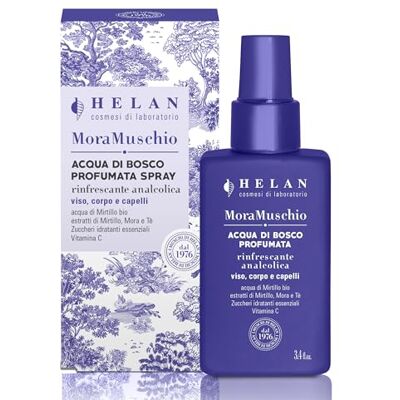 Helan Mora Muschio – Eau de forêt parfumée en pulvérisation, solution sans alcool parfumé pour le visage, le corps et les cheveux, avec myrtille mûre et le thé, vitamine C – 100 ml, fabriquée en Helan Mora Muschio – Eau de forêt parfumée en pulvérisation, solution sans alcool parfumé pour le visage, le corps et les cheveux, avec myrtille mûre et le thé, vitamine C – 100 ml, fabriquée en