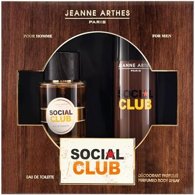 Jeanne Arthes Cadeauset voor heren Social Club Eau de toilette 100 ml + deospray 200 ml Tonka vanille geur gemaakt en verpakt in Frankrijk in Grasse Jeanne Arthes Cadeauset voor heren Social Club Eau de toilette 100 ml + deospray 200 ml Tonka vanille geur gemaakt en verpakt in Frankrijk in Grasse