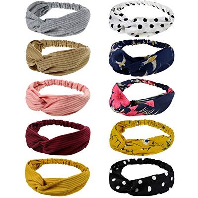 DRESHOW 10 stuks haarband voor dames, hoofdbanden en hoofdbanden, vintage, bedrukt, hoofd, omslag, haaraccessoires DRESHOW 10 stuks haarband voor dames, hoofdbanden en hoofdbanden, vintage, bedrukt, hoofd, omslag, haaraccessoires