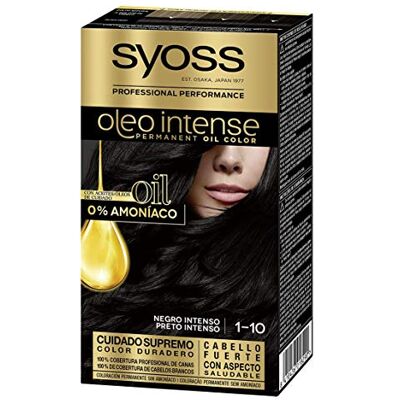 Syoss Oleo Intense Permanente haarverf zonder ammoniak 1-10 intense zwarte kleur 2 stuks Syoss Oleo Intense Permanente haarverf zonder ammoniak 1-10 intense zwarte kleur 2 stuks