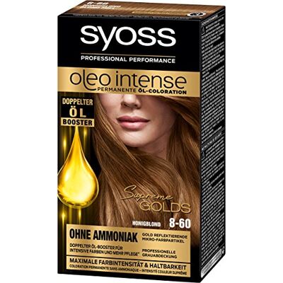 Syoss Oleo Intense permanente olieverf 8-60 honingblond niveau 3 (3 x 115 ml) 3 stuks Syoss Oleo Intense permanente olieverf 8-60 honingblond niveau 3 (3 x 115 ml) 3 stuks