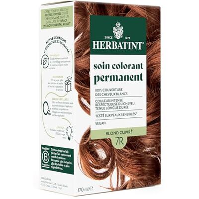 Herbatint Permanente haarkleuring 7R koperblond 170 ml ammoniakvrij, 100% dekking van wit haar dermatologisch getest voor de gevoelige huid, met 8 biologische plantenextracten Herbatint Permanente haarkleuring 7R koperblond 170 ml ammoniakvrij, 100% dekking van wit haar dermatologisch getest voor de gevoelige huid, met 8 biologische plantenextracten