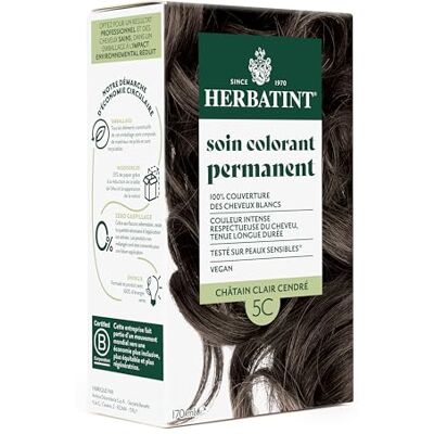 Herbatint Permanente haarverf, 5C, lichtbruin, asbruin, 170 ml, zonder ammoniak, 100% dekking van wit haar, dermatologisch getest voor de gevoelige huid, met 8 biologische plantenextracten Herbatint Permanente haarverf, 5C, lichtbruin, asbruin, 170 ml, zonder ammoniak, 100% dekking van wit haar, dermatologisch getest voor de gevoelige huid, met 8 biologische plantenextracten