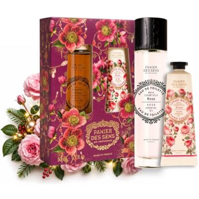Panier des Sens Cadeauset voor dames, roze, eau de toilette en handcrème Kersteditie, klaar om cadeau te geven, 50 ml + 30 ml, parfum van Grasse, veganistische formules, gemaakt in Frankrijk Panier des Sens Cadeauset voor dames, roze, eau de toilette en handcrème Kersteditie, klaar om cadeau te geven, 50 ml + 30 ml, parfum van Grasse, veganistische formules, gemaakt in Frankrijk
