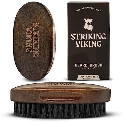 Viking Baardborstel voor heren, handvat van beukenhout, bruin Verzorgingsborstel van varkenshaar reisformaat zaktrimmer Viking Baardborstel voor heren, handvat van beukenhout, bruin Verzorgingsborstel van varkenshaar reisformaat zaktrimmer