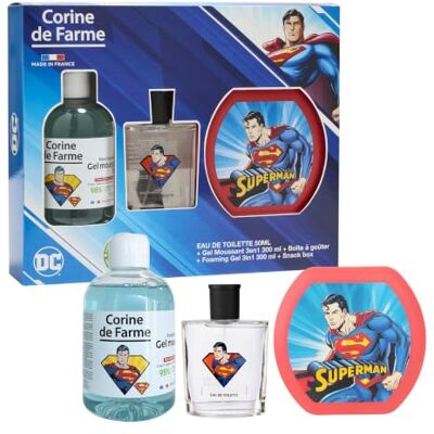 Corine de Farme Superman kinderkoffer – Eau de toilette 50 ml Appel Gourmande + 3-in-1 schuimgel, haar en bad – 93% natuurlijke ingrediënten Corine de Farme Superman kinderkoffer – Eau de toilette 50 ml Appel Gourmande + 3-in-1 schuimgel, haar en bad – 93% natuurlijke ingrediënten