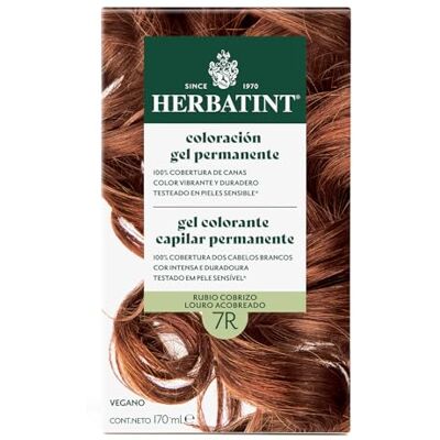 Herbatint 7R Permanente gel voor koperblond haar, 170 ml, ammoniakvrij, optimale dekking van wit haar, met 8 biologische extracten, voor een langdurige en zachte kleur Herbatint 7R Permanente gel voor koperblond haar, 170 ml, ammoniakvrij, optimale dekking van wit haar, met 8 biologische extracten, voor een langdurige en zachte kleur