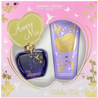 Jeanne Arthes Cadeauset voor dames Amore Mio Forbidden Fruit Eau de Parfum 100 ml + Lichaamsmelk 200 ml Parfum Rose Patchouli Gemaakt en verpakt in Frankrijk tot Grasse Jeanne Arthes Cadeauset voor dames Amore Mio Forbidden Fruit Eau de Parfum 100 ml + Lichaamsmelk 200 ml Parfum Rose Patchouli Gemaakt en verpakt in Frankrijk tot Grasse