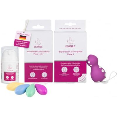 Elanee Bekkenbodemtrainingsset met 3 producten effectieve versterking van de bekkenbodemspieren met vaginale kegels + glijmiddel op waterbasis (760-00) Elanee Bekkenbodemtrainingsset met 3 producten effectieve versterking van de bekkenbodemspieren met vaginale kegels + glijmiddel op waterbasis (760-00)