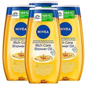 NIVEA Douche Olie Rich Care verzorgende lichaamsreiniger, biologisch afbreekbare formule met hydraterende en beschermende werking met natuurlijke oliën en vitamine C en E voor de droge huid, 4 x 200 ml flessen NIVEA Douche Olie Rich Care verzorgende lichaamsreiniger, biologisch afbreekbare formule met hydraterende en beschermende werking met natuurlijke oliën en vitamine C en E voor de droge huid, 4 x 200 ml flessen