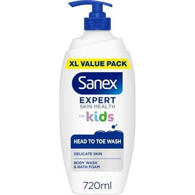 Sanex BiomeProtect Kids Hoofd-tot-teen reiniger, 720 ml, reinigt zacht haar en gevoelige huid, douchegel en douchegel voor kinderen, 720 ml Sanex BiomeProtect Kids Hoofd-tot-teen reiniger, 720 ml, reinigt zacht haar en gevoelige huid, douchegel en douchegel voor kinderen, 720 ml